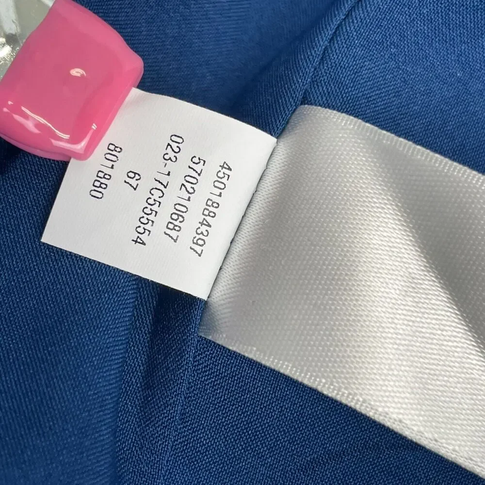 Chico's Teal Blue Blazer Jacket Ruffle Trim Lined Size 1 US M/8